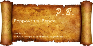 Poppovits Bence névjegykártya